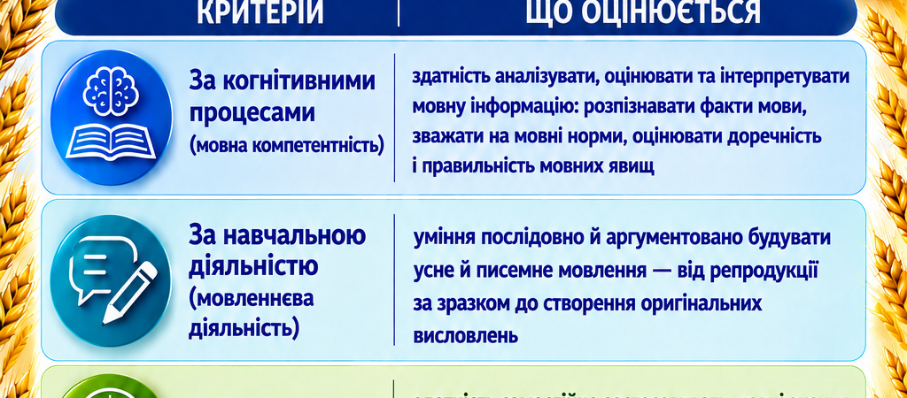 КРИТЕРІЇ ОЦІНЮВАННЯ результатів навчання з української мови у 5-9 класах